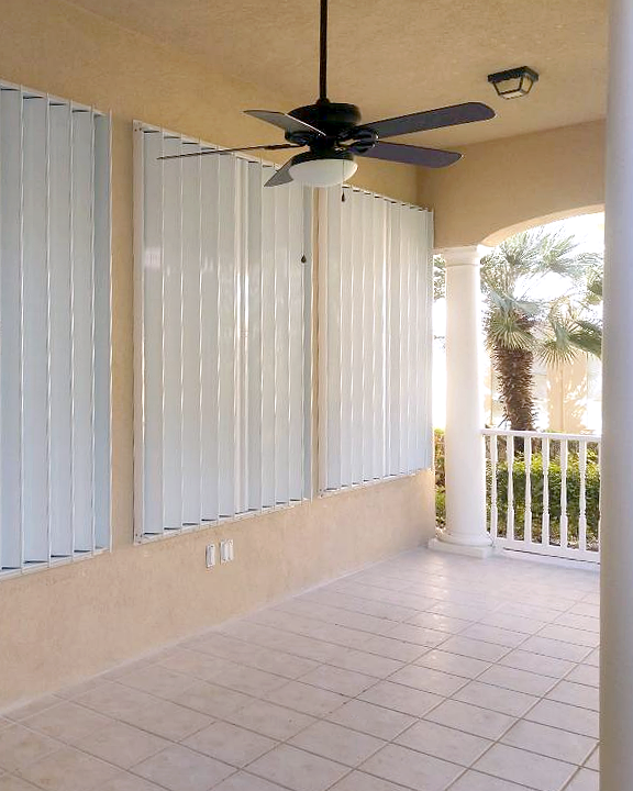 Hurricane shutters.